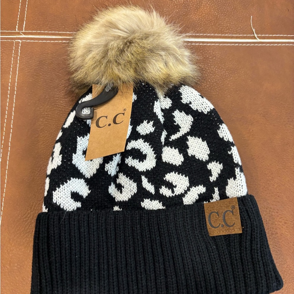 C.C Leopard Print Pom Pom hats - Picture 5 of 8